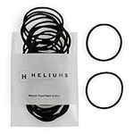 Heliums Thin Hair Elastics - Black - 2mm Hair Ties for Fine Hair, 40 Count, 4.5cm Diameter, Medium Hold Ponytail Holders