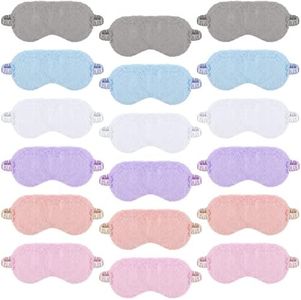 SATINIOR 18 Pieces Plush Eye Mask Soft Sleeping Blindfold Eye Cover Fluffy and Furry Eye Cover for Girls and Adult Eye Protection and Party Favors