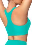 MIVEI Women's Sports Bra Swimsuit Top - Swim Bra for Under Swim Shirt Racerback Bikini Top Removable Padded Quick Dry UPF50 Lake Green