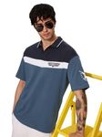 The Souled Store Official Top Gun: 1986 Men and Boys Short Sleeves Collared Neck Blue Graphic Printed Regular Fit Cotton Blend Polos