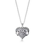 Inspired Silver - Silver Pave Heart Charm 18 Inch Necklace with Cubic Zirconia Jewelry, Metal Gemstone, Cubic Zirconia