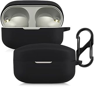 kwmobile Custodia Silicone Cuffie Compatibile con Sony WF-1000XM4 Cover - Custodia Porta Auricolari con Moschettone - Case nero