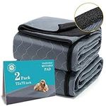 Bunlitent Washable Pee Pads for Dogs 72" x 72"(182 x 182cm), 2 Pack, Reusable Puppy Pads, Dog Training Pads with Quick Dry, Large Anti-Slip Whelping Pad for Pet, Playpen, Incontinence, Housebreaking.