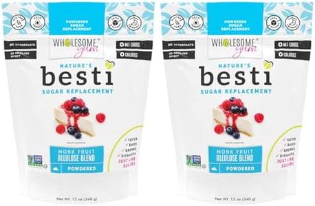 Wholesome Yum Besti Natural Powdered Sugar Substitute - Keto Confectioners Monk Fruit Sweetener Blend With Allulose (No Erythritol) - Non GMO, Zero Carb, Zero Calorie, No Aftertaste (12 oz, 2 Pack)
