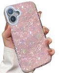 mobistyle Designed for iPhone 16 | Camera Lens Protection |Heart Pattern Print Design for Women Teen Girls Phone Back Cover Case (Heart Pink)