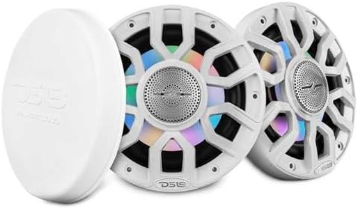 DS18 NXL-IQ6/WH 6.5" 2-Way Coaxial Marine Speaker with Digital Led Lights and Bullet Tweeter 150 Watts 4-Ohm, Water Resistant IP65, Pair