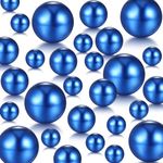 FENGCHUANG 150 Pcs Floating Pearls, 3 Sizes No Hole Gloss Pearl, Acrylic Faux Pearls for Vase Filler, DIY Jewelry, Floating Candle Home Decoration, Vase Centerpieces, 8/14/20mm (Blue)