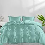 LINENWALAS 100% Natural Bamboo 2-Piece Duvet Cover Set with Zipper and Corner Ties- Softest Cool Bedding Perfect for Skincare (Single, Aqua)