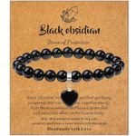 XIANNVXI Bead Bracelets for Women Ladies Bracelet,Black Obsidian Crystal Bracelet for Women Black Bracelet for Women,8mm Beaded Bracelet Girlfriend Bracelet Jewellery