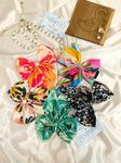 Starvis Silky Satin Hair Barrettes Bow Clip for Women Large Bow Hair Slides Metal Clips French Barrette Long Tail Soft Plain Color Bowknot Hair 90's Accessories (Printed satin Bow_Combo 1_ Pack of 5)