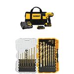 DEWALT 20V MAX Cordless Drill/Driver Kit, Compact, 1/2-Inch (DCD771C2) and Titanium Drill Bit Set, 21-Piece (DW1342)