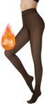 Fashiol Women's Double Shaded Thermal Fleece Lined Sheer Opaque Pantyhose Thick Stretchable High Waisted Leggings Footed Stocking Winter Wear Tights (Black) - S till 5XL (IN, Alpha, 3XL, black)