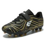 EPIMENO Football Shoes for Boys Girls Kids Firm Ground Unisex Soccer Cleats Baseball Shoes(Little Kid/Big Kid) Black Gold