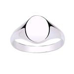 MENS Plain Polished Heavyweight Oval Signet Ring - Engravable - 925 Sterling Silver - Size R