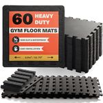 MATANA - 60 Pack Interlocking Foam Mats - Home Exercise, Gym, Garage Floor Tiles - 10mm Thick EVA Non-Slip Waterproof Mat Set - 30 x 30cm (4.9 m² / 52.7 ft²)