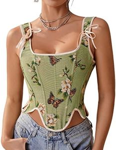 Alivila.Y Fashion Womens Sexy Vintage 1920s Renaissance Lace Trim Corset Bustier, Green, X-Small