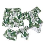 IFFEI Mommy and Me Swimsuit One Piece Palm Leaves Printed Family Matching Swimwear Men: M