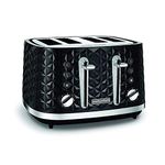 Morphy Richards Vector 4 Slice Toaster, High Gloss Geometric Design, Defrost and Reheat, Variable Width Slots, Removeable Crumb Tray, Black, 248131