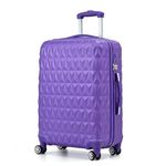 Large Lightweight ABS Hard Shell Travel Hold Check in Luggage Spinner Suitcase with 4 Wheels (Purple)