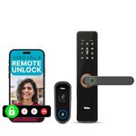 Qubo Smart Door Lock Essential (Copper) with Video Call Doorbell Connect | Answer Your Door from Anywhere – See, Speak & Unlock | AI Person/Motion Detection & Alerts