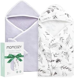 momcozy Asciugamano da bagno con cappuccio, confezione da 2 pezzi, con cappuccio e spugna di cotone, misura grande, 90 x 90 cm, per ragazzi/ragazze, dai neonati ai bambini, fogli colorati