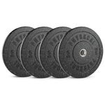 PhysKcal 5kg x 4 Olympic Bumper Plates Set, 2’’ Opening Crumb Rubber Weight Plates, Black Barbell Discs for Strength Training, Barbell Weights Set