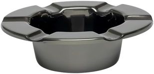 Stinky Cigar One-Piece Ashtray - Durable Stainless Steel, Rustproof, Unbreakable Design - Windproof Deep Bowl with 6 Stirrups for Consistent Burn - Perfect for Patio Relaxation - Black Nickel Plated