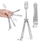 Caliber Gourmet Tactical Butterfly Knife Style Fork-Folding Stainless Steel