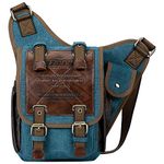 S-ZONE Unisex Mens Shoulder Messenger Bags Vintage Canvas PU Leather Military Utility Multi-functional Satchel Crossbody Bag