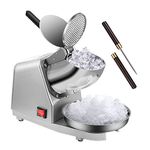 VIVOHOME Electric Dual Blades Ice Crusher Shaver Snow Cone Maker Machine Silver 173lbs/hr with Ice Pick for Home and Commercial Use