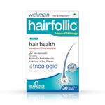 Wellman Hairfollic Hair supplements for Men with zinc, selenium, lignans that supports hair growth, provide strength to hair roots | vegetarian 30 tablets