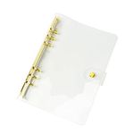 Clear A5 Binder Gold 6 Ring Budget Binders Snap Button Closure Loose Leaf Folders Refillable Soft PVC Notebook Shell Protector(Gold Personal A5 Binder)