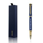 Ancolo Custom Fancy Roller Pen Set. Luxury Roller ball Pen with 2 Black Ink Refills - 0.7 mm. Nice Gift Pens for Women Men. Gift Box Ideal for Journaling, Writing