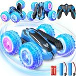 SIMPIM Remote Control Car,2.4GHz Electric Race Stunt Car,Double Sided 360° Rolling Rotating Rotation,LED Headlights RC 4WD High Speed Off Road for 6 7 8 9 10 11 12 Year Old boy Toys