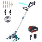 Talionqu Weed Wacker Cordless - 4.0Ah Battery Powered Weed Trimmer, Running Time 75~100 Mins, with Nylon/Steel/Saw Blade, Mover&Edger&Cutter (One 4.0Ah Battery and Charger)