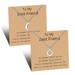 GBTBYS Sun Moon Best Friend Necklace for 2 Friendship BFF Matching Pedant Necklaces Birthday Jewelry Gift for Women Sister Bestie Teen Girls Silver