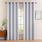 Kiara Creations 2 Piece Opaque Solid Room Darkening Thermal Insulated Blackout Curtains for Door 7 Feet, Silver