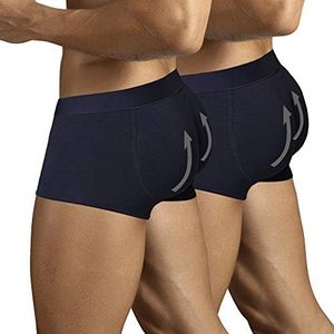 ARIUS Pack of 2 Boxer Underpants with Filling in The Back - Expands The Volume and Size of The Buttocks - Men's Padded Buttocks - Men's Shapewear - Push Up Men's, Schwarz, M