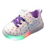 Light Up Shoes Low-Top LED Shoes for Girls Boys, Breathable USB Charging Flashing Shoes, LED Sneakers with Hook&Loop Design for Kids Child (Purple, 8 Toddler)