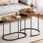 SogesHome Round Nesting Table Set of 2, End Table Set, 2 Piece Round Side Table Coffee Table Accent Table, for Living Room, Bedroom, Balcony, Office