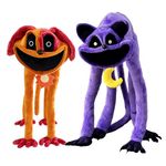 Kouipoie Smiling Cat and dog Plush Toys, Cute Critters Plushies Figures, Gift Smiley Critters Dolls for 5 6 7 8 9+ Children and Adults, for Boys and Girls. (Cat+Dog)