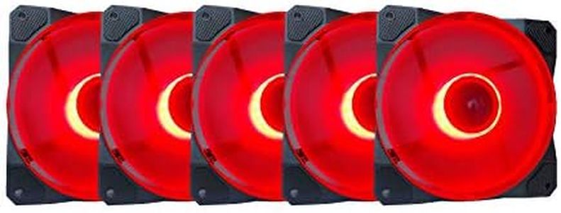 Apevia CO512L-RD Cosmos 120mm Red LED Ultra Silent Case Fan w/ 16 LEDs & Anti-Vibration Rubber Pads (5 Pk)