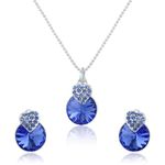 Mahi Blue Heart Strawberry Rhodium Plated Pendant Set for Women NL1104089RBlu