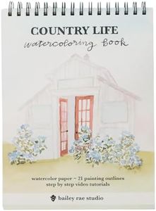 Bailey Rae Studio Country Life Watercoloring Book | Adult Coloring Book for Women and Men, Watercolor Workbook w/ 21 Easy Outlines | with Video Tutorials | Beginner Friendly Country & Western Scenes