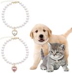 2 Pcs Dog Cat Pearl Collar Necklace