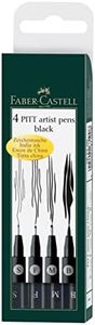 Faber-Castell Vibrant Pitt Artist Pens, Black, Assorted Nibs – Pack of 4, (54-167100)