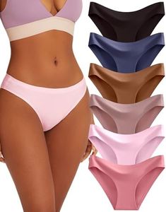 FINETOO 6 Pack Women’s Seamless Hipster Underwear No Show Panties Invisibles Briefs Soft Stretch Bikini Underwears XS-XXL(S)
