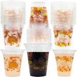 Decodinli 48 PCS 12 oz Thanksgiving Disposable Plastic Cups, Fall Party Cups, Autumn Clear Plastic Cups, Thanksgiving Disposable Cups for Party Decorations, Thanksgiving Fall themed Plastic Cups