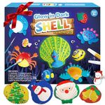 SOOVSY Glow in The Dark Sea Shells Painting Kit, Beach Toys Arts & Crafts Gifts for Girls Boys DIY Creative Supplies Toys for Age 4-6-8-12 Kids Activities