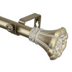 Rod Desyne Blossom Window Curtain Rod Set, 66 to 120-Inch, Light Gold